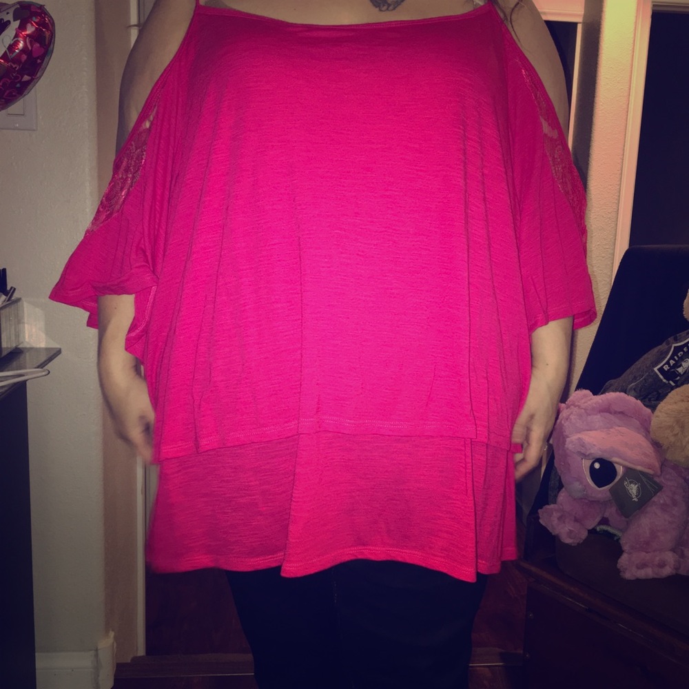 Pink with exposed shoulders